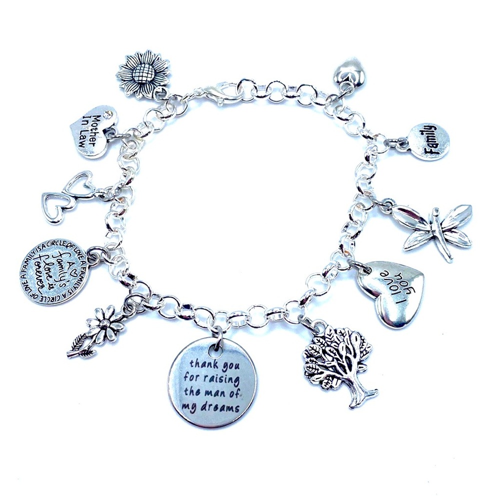 Mother In Law Charm Bracelet Thank You For Raising The Man Of My Dreams